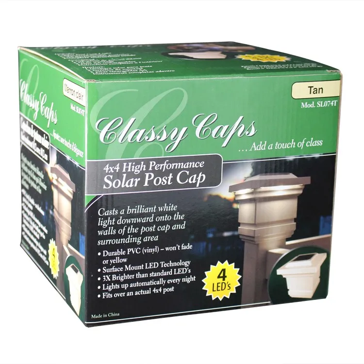 Classy 4" x 4" PVC Solar Post Cap - Tan