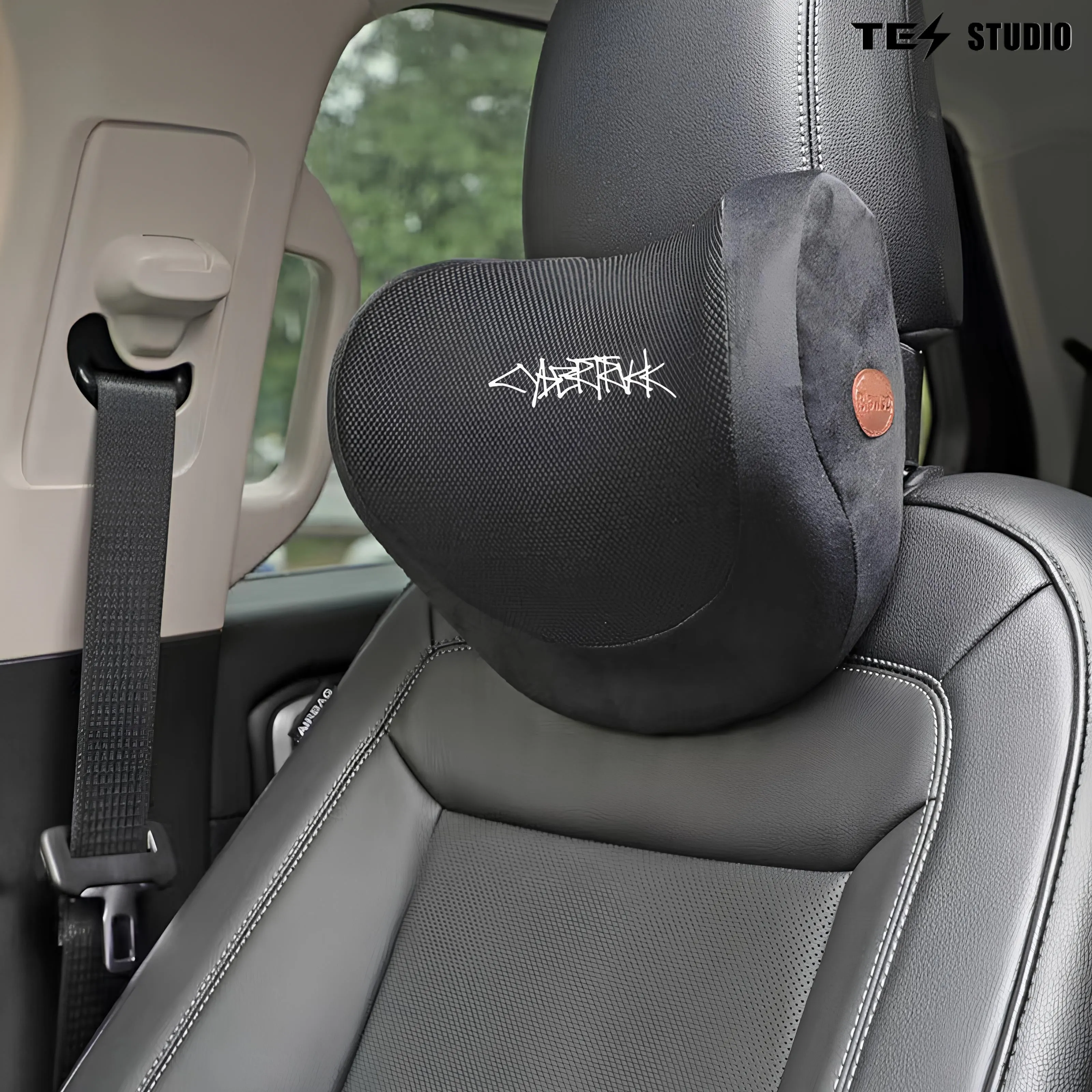 Cybertruck Embroidery Neck & Lumbar Car Pillows Gaming Chair Pillow with Adjustable Strap（2 Pcs）