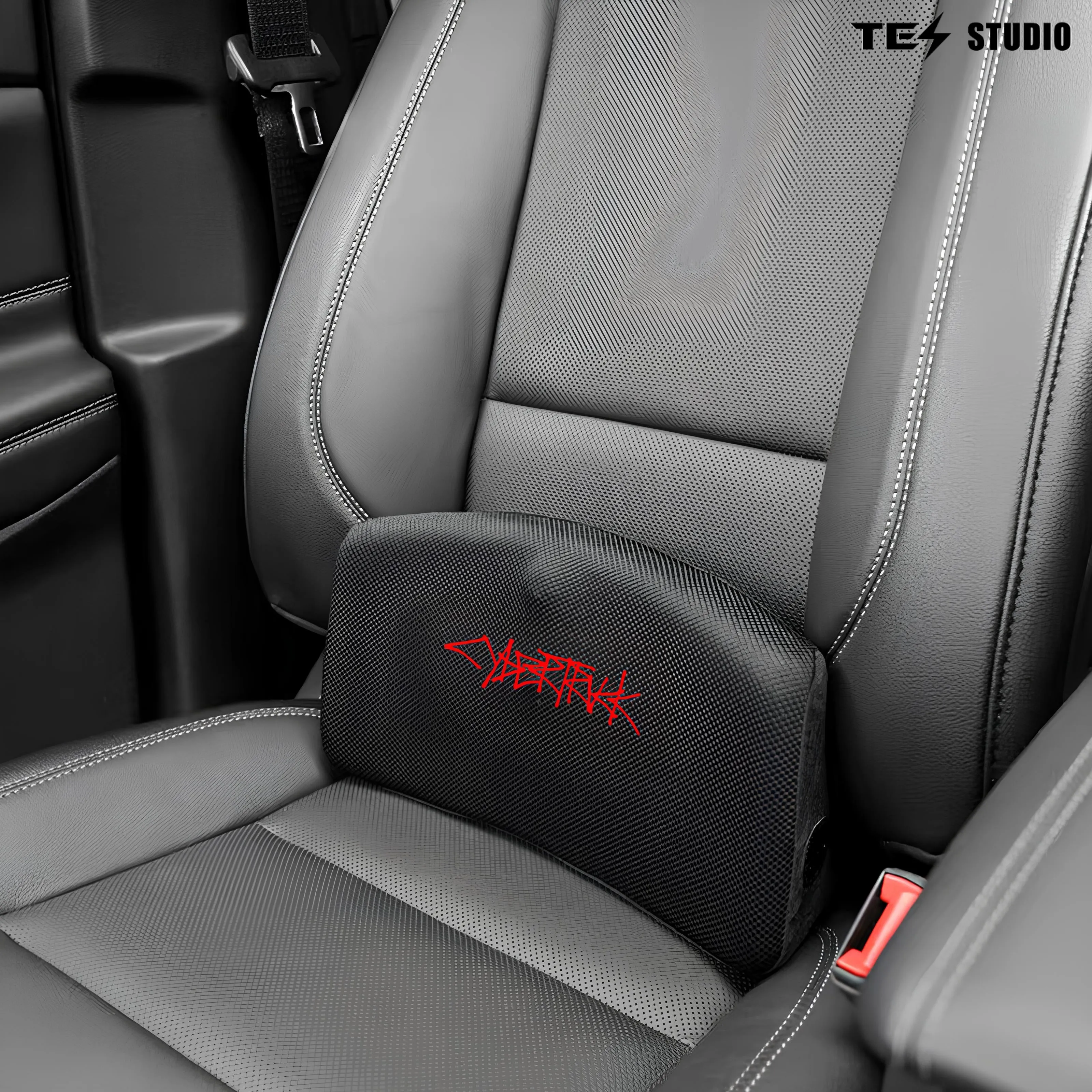 Cybertruck Embroidery Neck & Lumbar Car Pillows Gaming Chair Pillow with Adjustable Strap（2 Pcs）