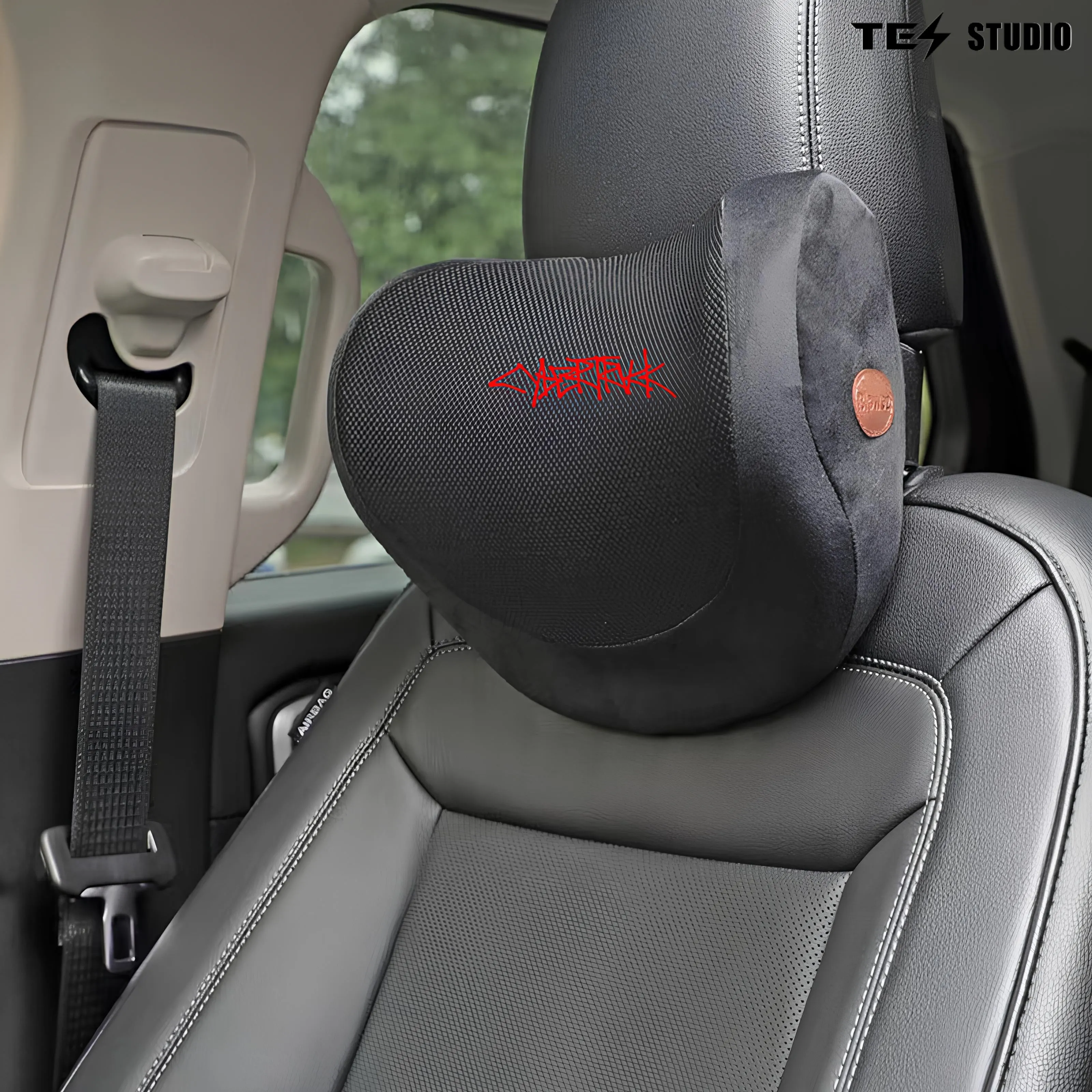 Cybertruck Embroidery Neck & Lumbar Car Pillows Gaming Chair Pillow with Adjustable Strap（2 Pcs）