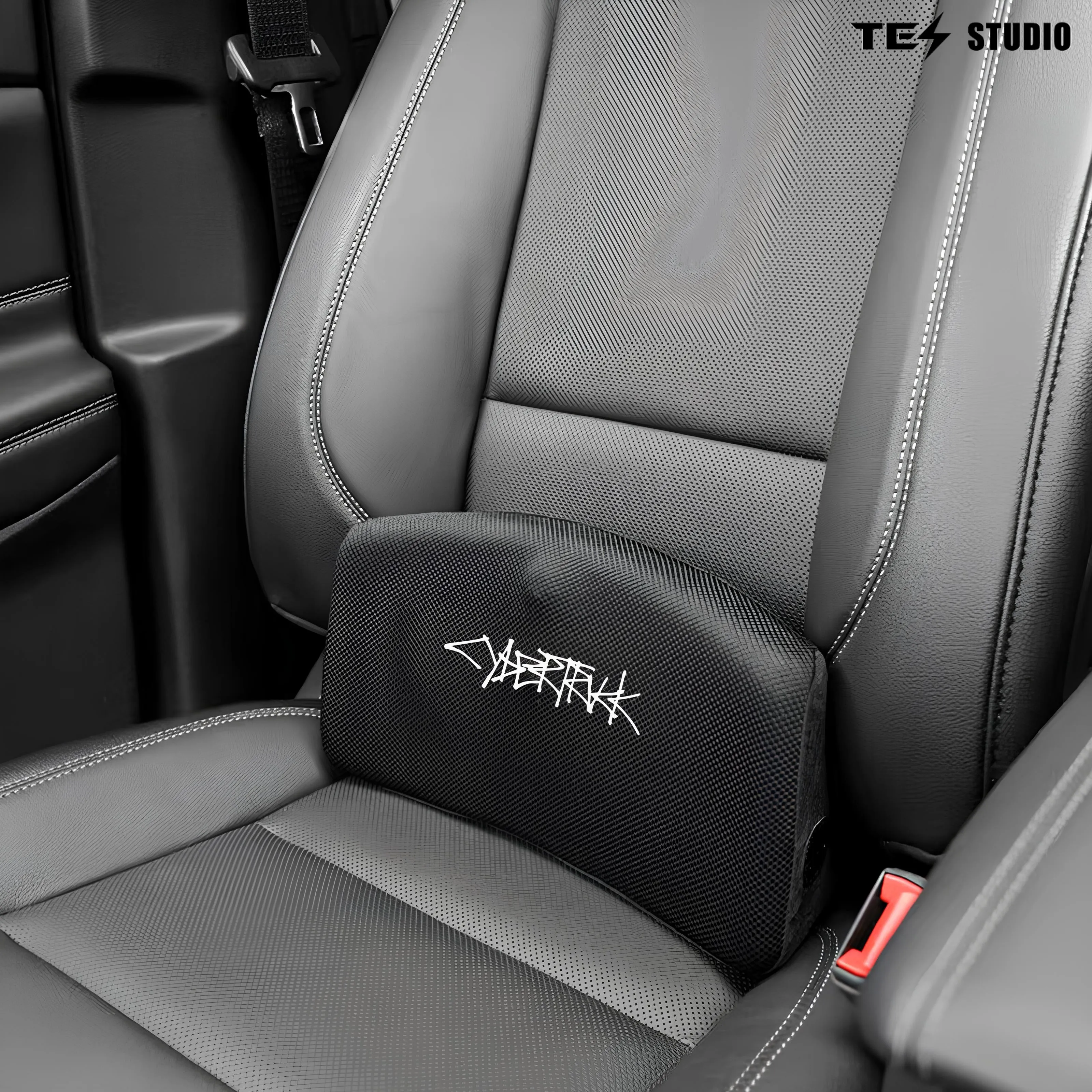 Cybertruck Embroidery Neck & Lumbar Car Pillows Gaming Chair Pillow with Adjustable Strap（2 Pcs）