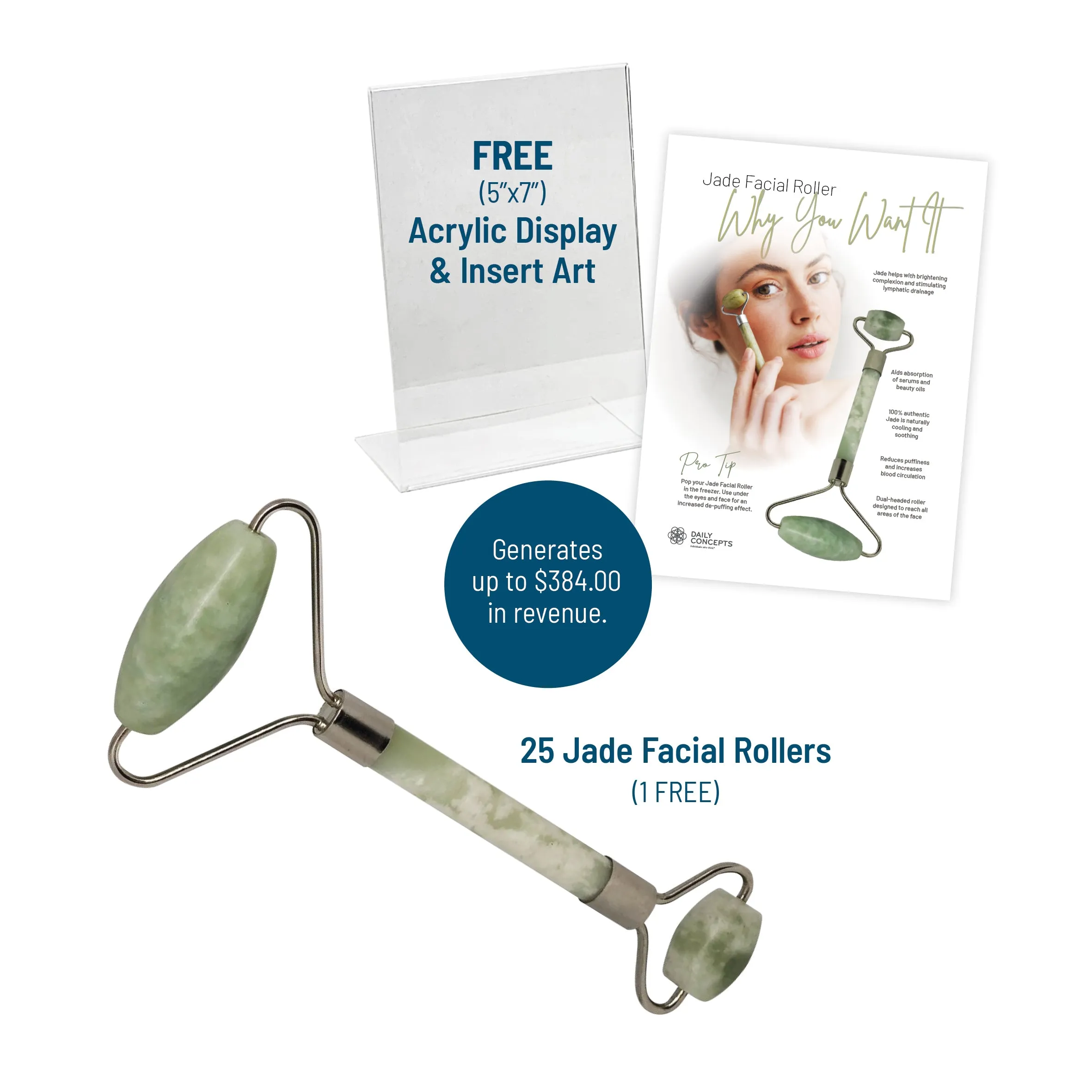 Daily Concepts Jade Facial Roller Retailer Success Kit