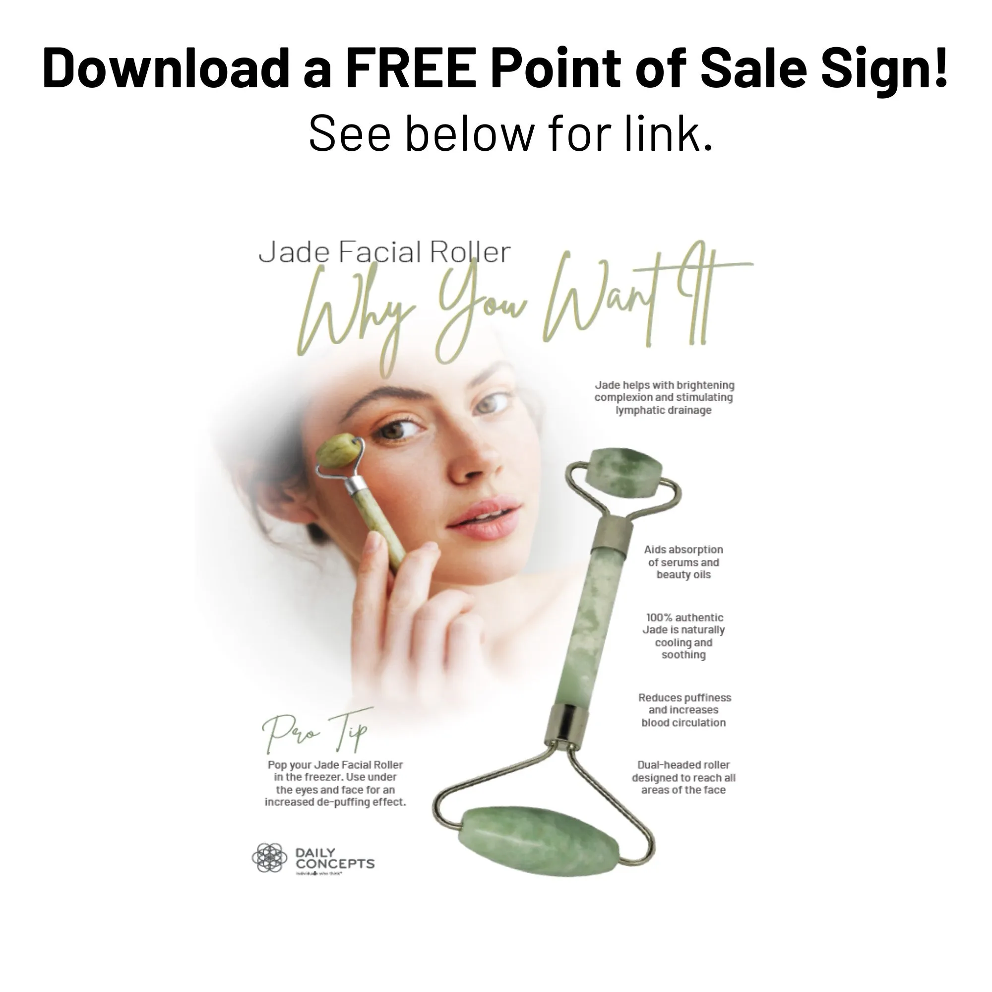 Daily Concepts Jade Facial Roller Retailer Success Kit