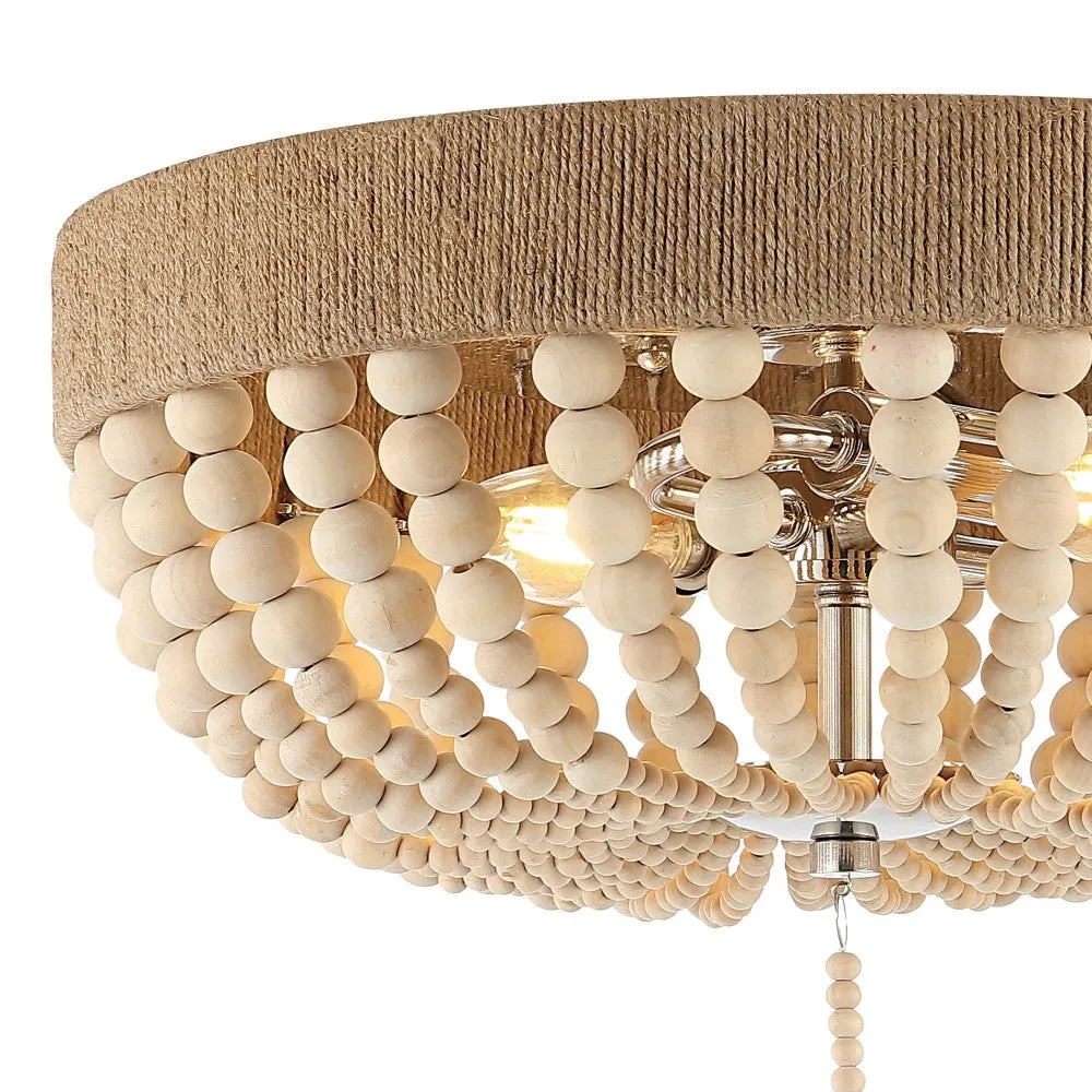 Dan Wood Bead 14" Farmhouse Bohemian Iron LED Flush Mount