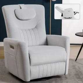 Davila Swivel and Rocker Power Recliner Chair with Lumbar and Neck Support - Beige
