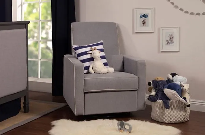 DaVinci Baby Piper Recliner and Swivel Glider Nursing Chair (Grey with Cream Piping)