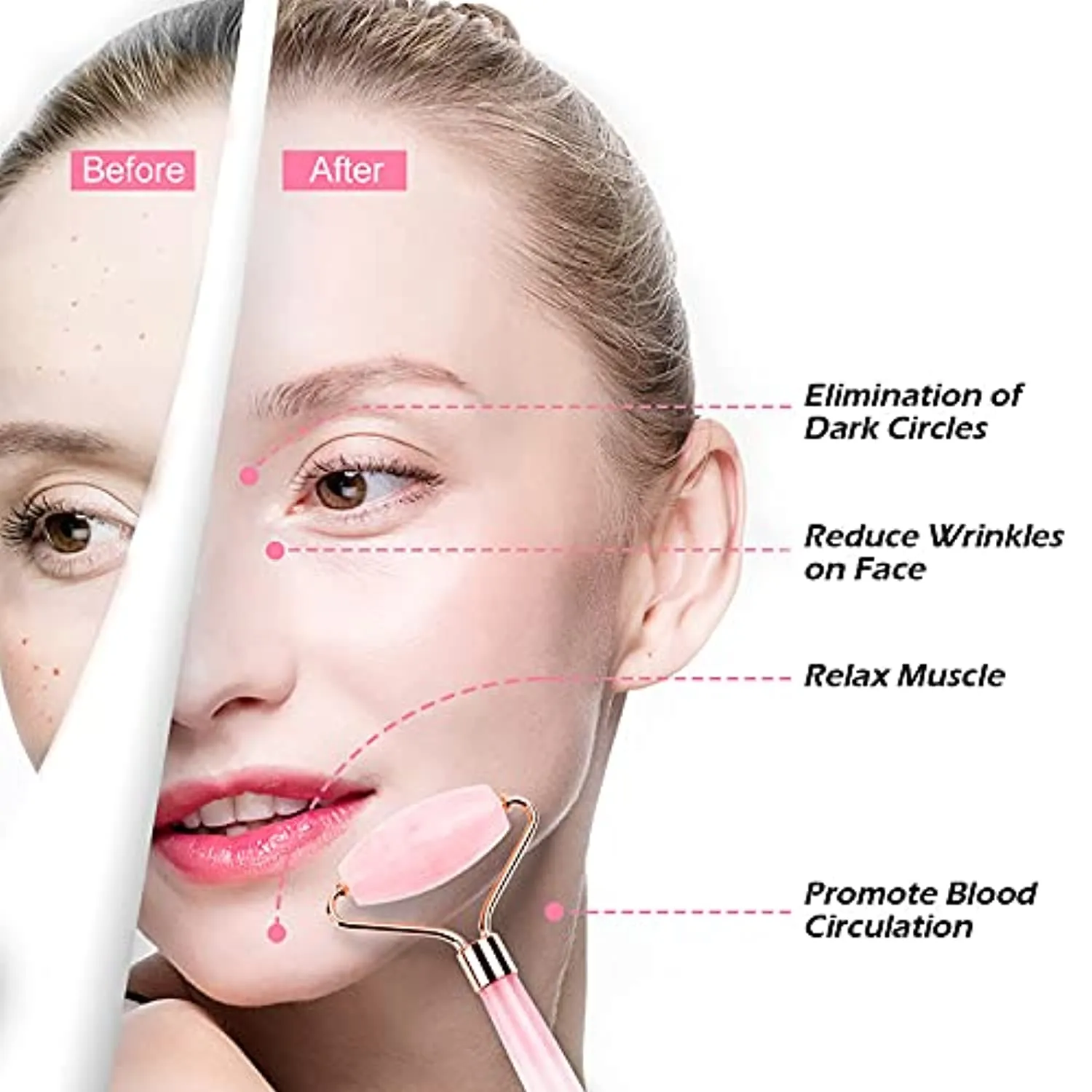 Deciniee Jade Roller and Gua Sha Set - Anti Aging Rose Quartz Face Roller Massager & Guasha Tool for Face, Eye, Neck - Natural Beauty Skin Care Tools Body Muscle Relaxing Relieve Wrinkles