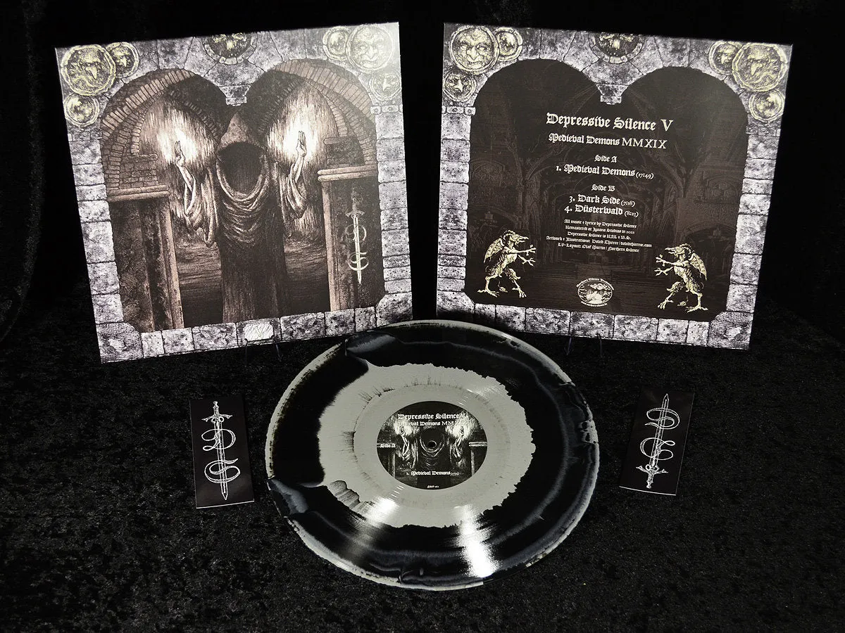 DEPRESSIVE SILENCE: V - Medieval Demons MMXIX LP (ltd black/grey swirl vinyl, cult dungeon synth release)