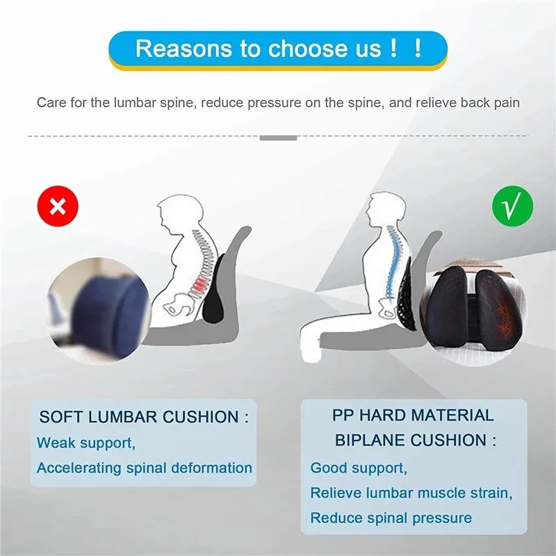 【Double Back Lumbar Cushion】Back Support for Office Chair Car Comfort Lumbar Pillow Adjustable Ergonomic Balanced Firmness for Back Pain Relief