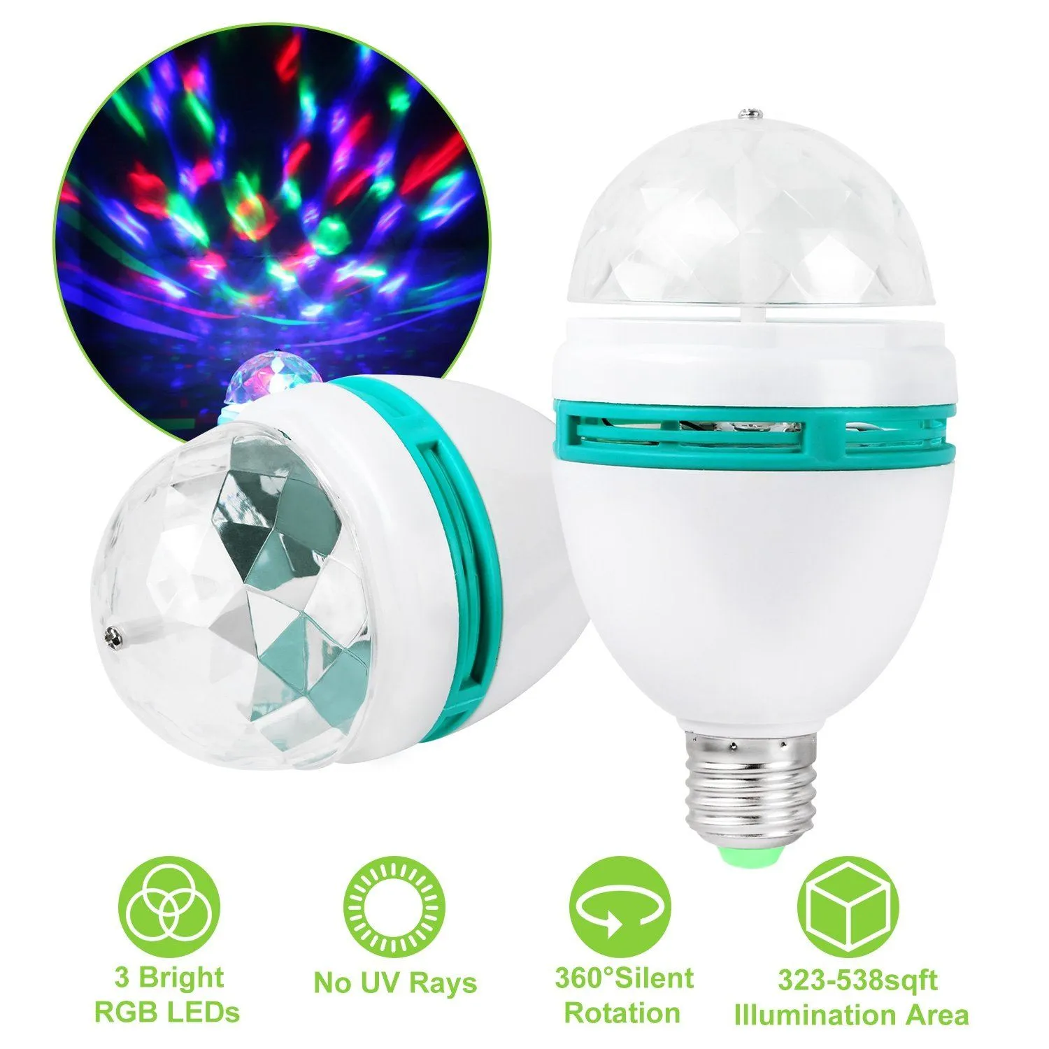 E27 3W Rotating RGB LED Light Bulb