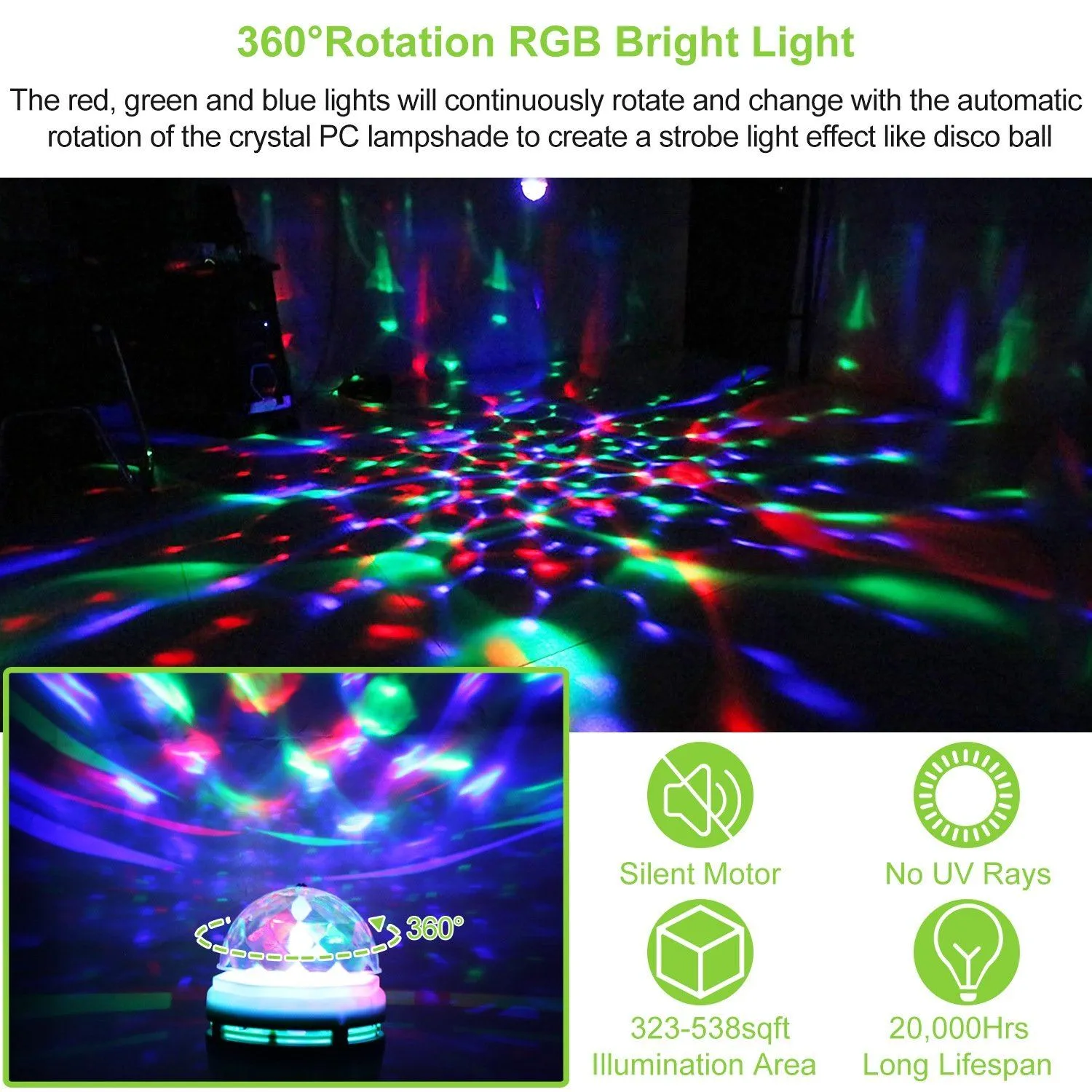 E27 3W Rotating RGB LED Light Bulb
