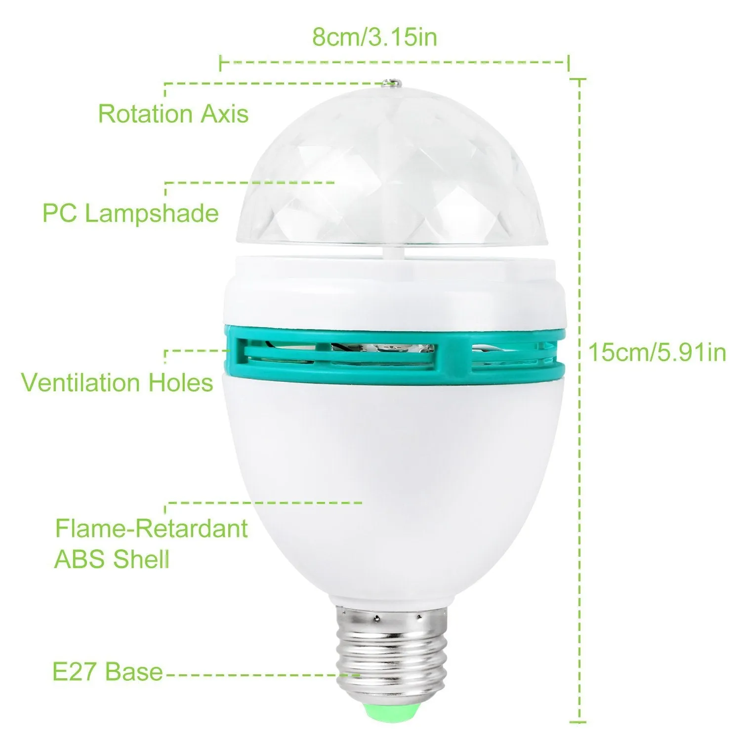 E27 3W Rotating RGB LED Light Bulb
