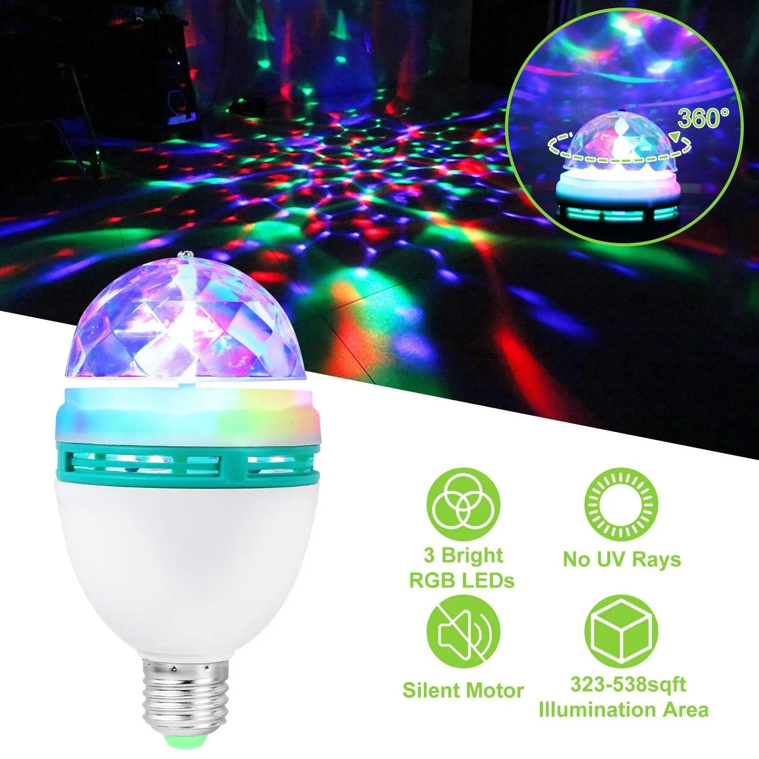 E27 3W Rotating RGB LED Light Bulb