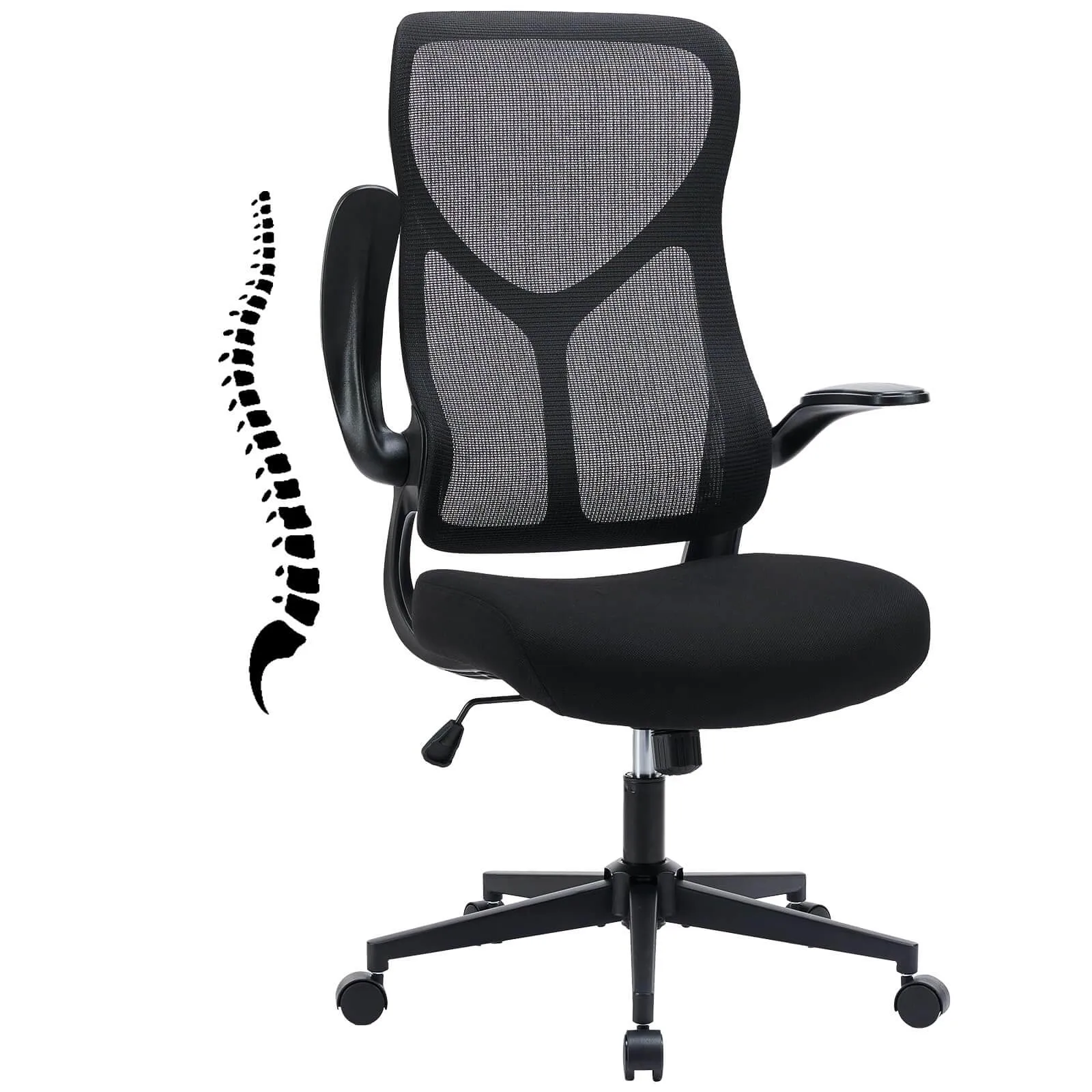 Ergonomic Computer Mesh Chair with Flip-up Armrests,Lumbar Support, Backrest for Home Office