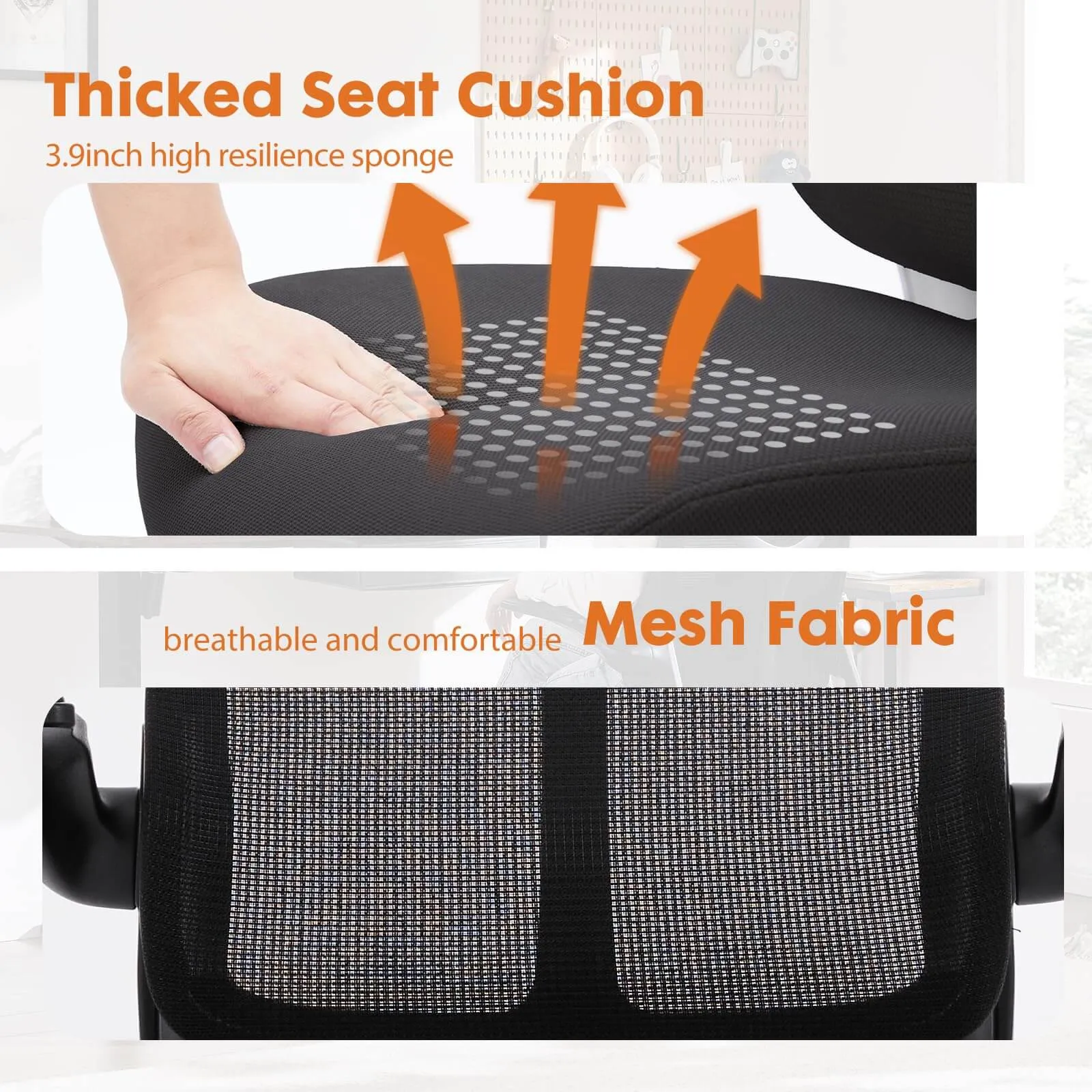 Ergonomic Computer Mesh Chair with Flip-up Armrests,Lumbar Support, Backrest for Home Office