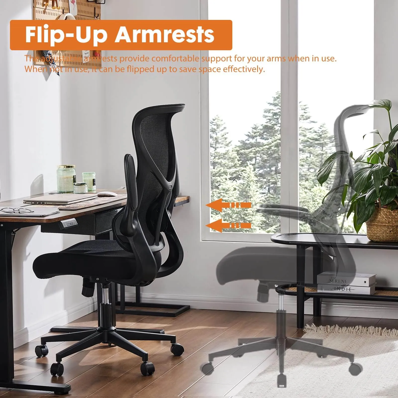 Ergonomic Computer Mesh Chair with Flip-up Armrests,Lumbar Support, Backrest for Home Office