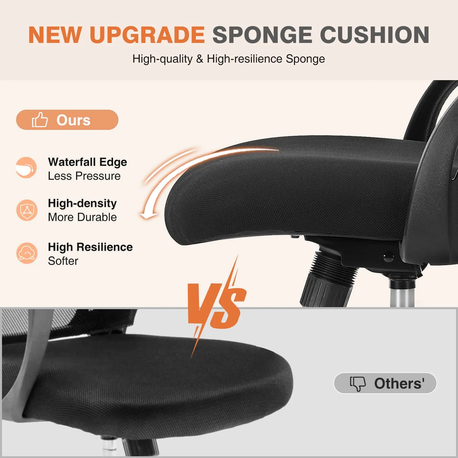 Ergonomic Home Mesh Office Desk Chairs with Flip up Armrests,Lumbar Support