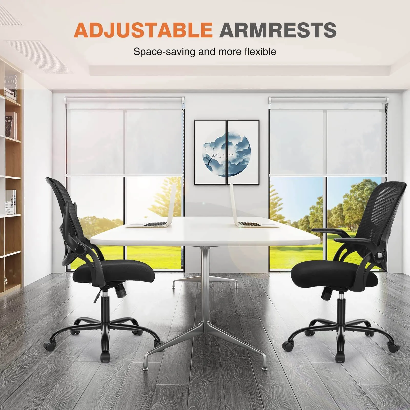 Ergonomic Home Mesh Office Desk Chairs with Flip up Armrests,Lumbar Support