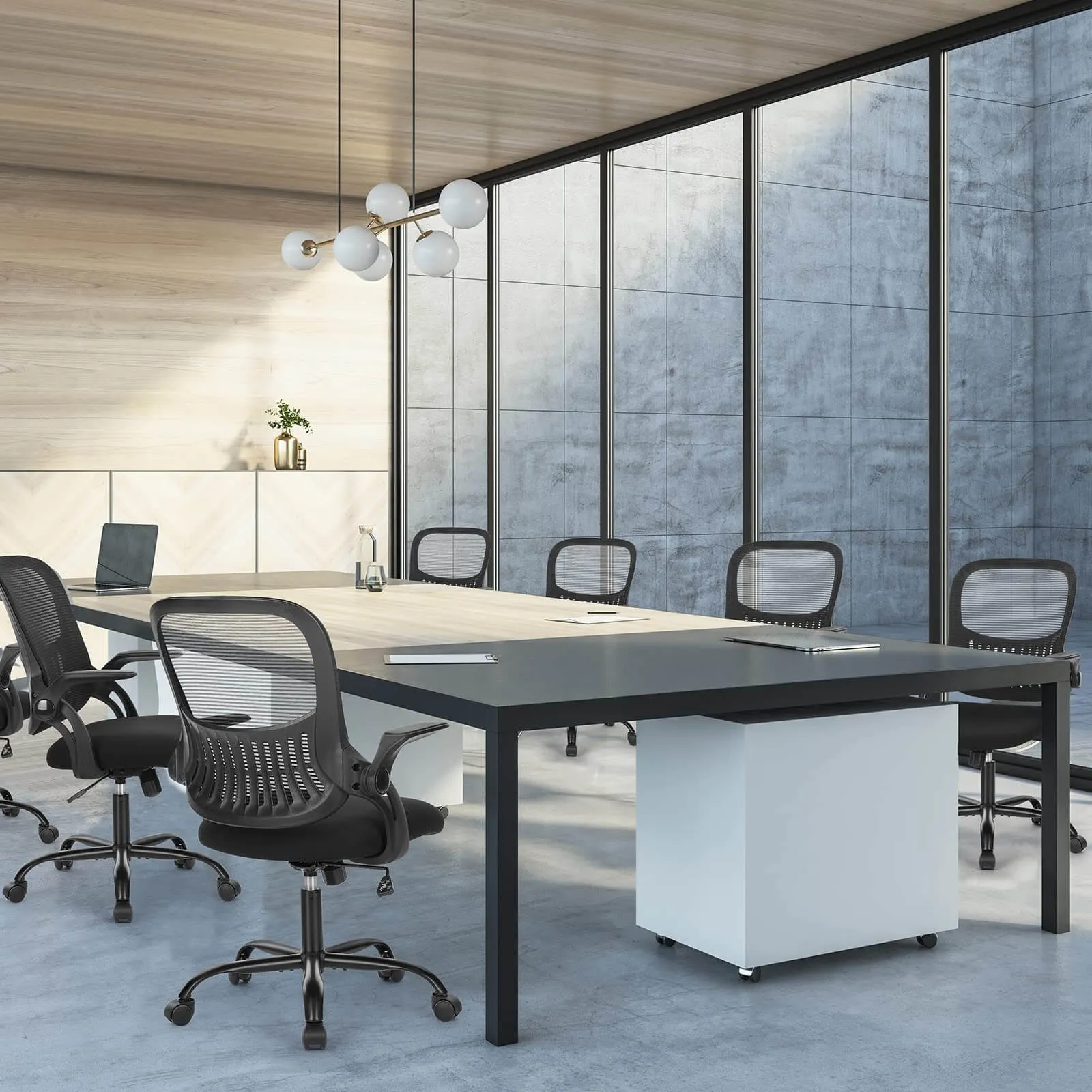 Ergonomic Home Mesh Office Desk Chairs with Flip up Armrests,Lumbar Support