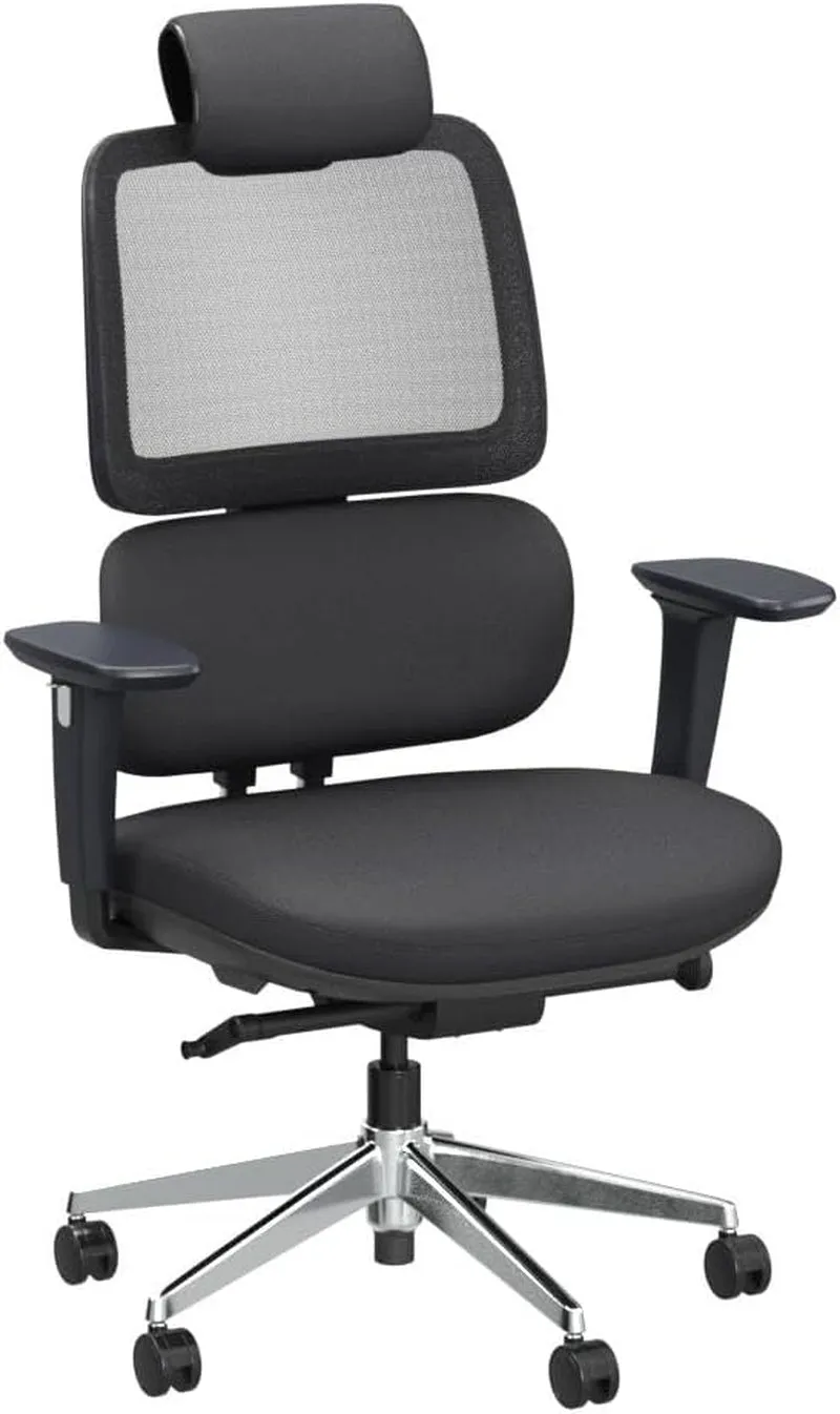 Ergonomic Office Chair, Rolling Desk Chair with Adjustable Lumbar Support, 3D Armrest, Blade Wheels, Mesh Computer Chair with Sliding Seat, Gaming Chairs, Executive Swivel Chair