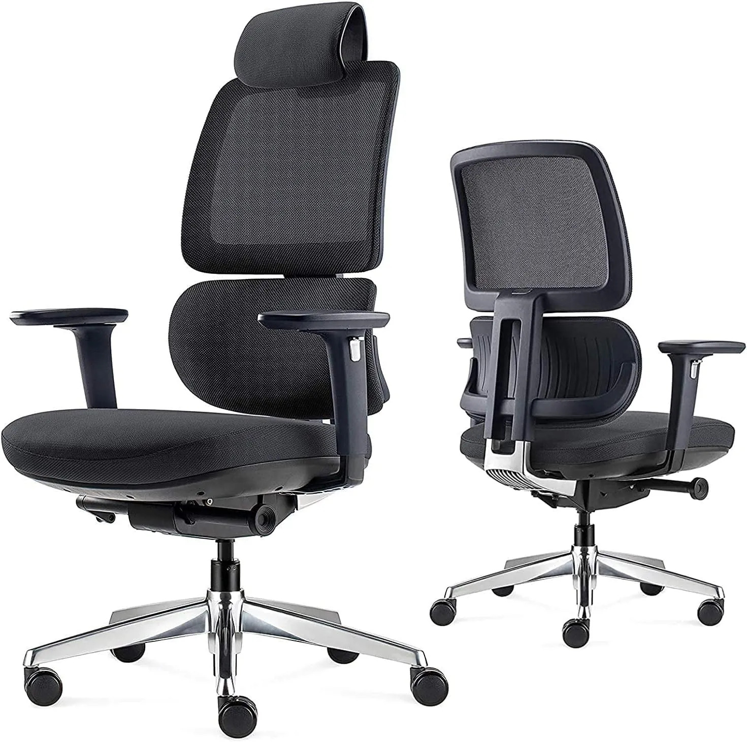 Ergonomic Office Chair, Rolling Desk Chair with Adjustable Lumbar Support, 3D Armrest, Blade Wheels, Mesh Computer Chair with Sliding Seat, Gaming Chairs, Executive Swivel Chair