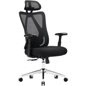 Ergonomic Office Chair with 2D Armrest Adjustable Lumbar Support & Headrest,135°Tilt Function