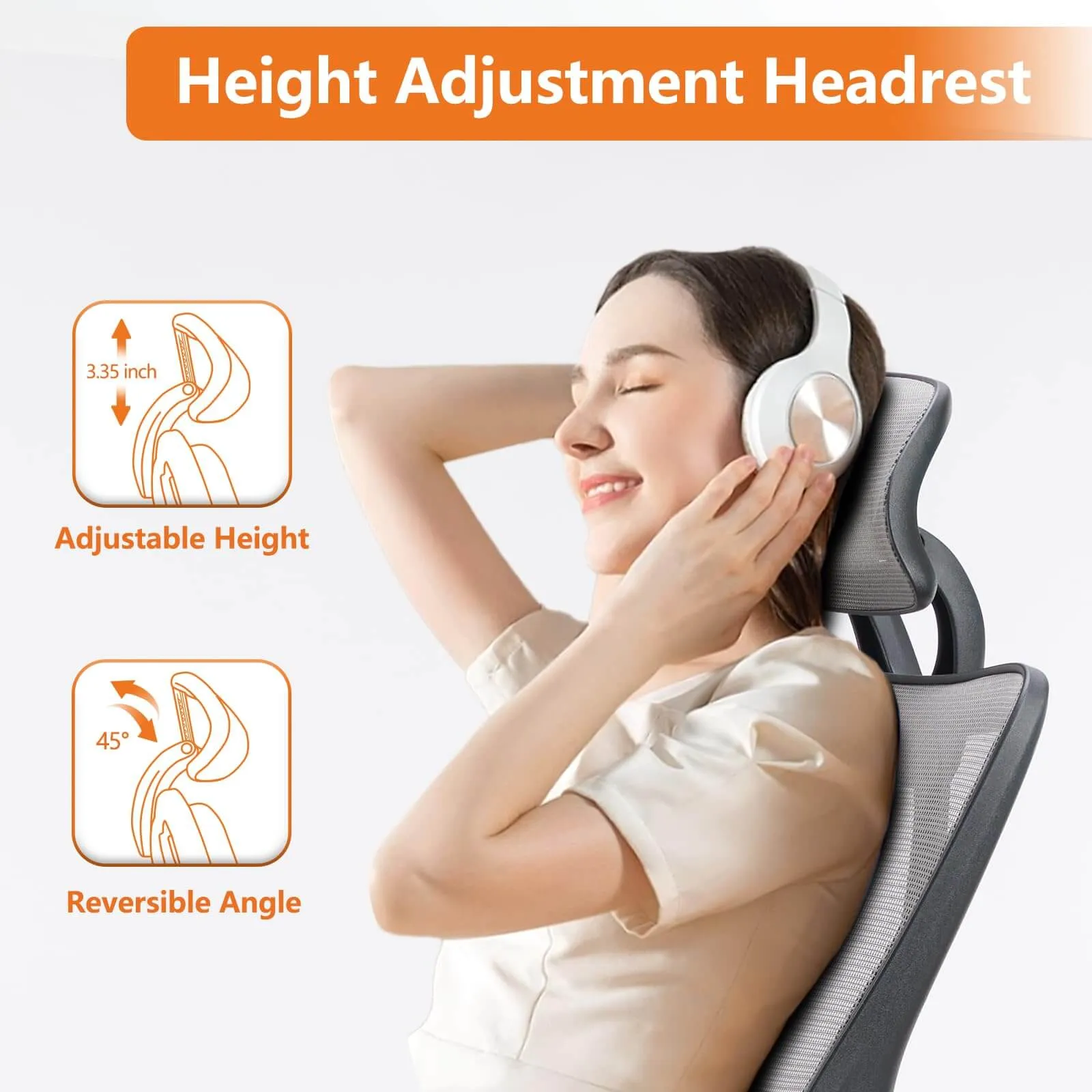 Ergonomic Office Chair with 2D Armrest Adjustable Lumbar Support & Headrest,135°Tilt Function