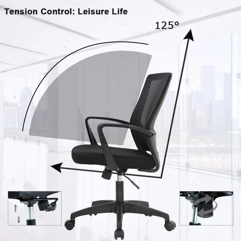 Ergonomic Office Modern Mesh Swivel Computer Chair with Lumbar Support Arms