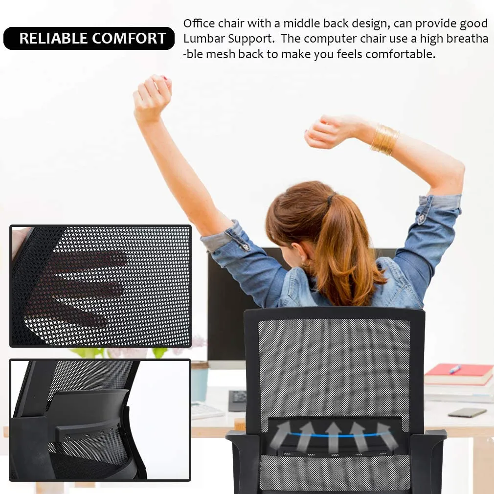 Ergonomic Swivel Rolling Home Office Mesh Chair with Lumbar Support