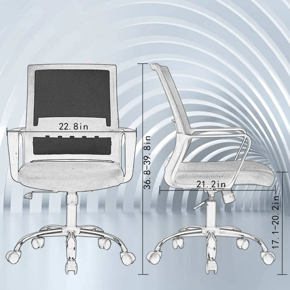Ergonomic Swivel Rolling Home Office Mesh Chair with Lumbar Support