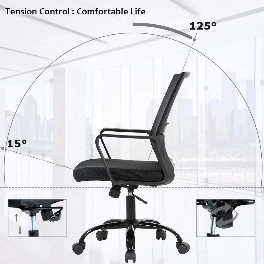 Ergonomic Swivel Rolling Home Office Mesh Chair with Lumbar Support