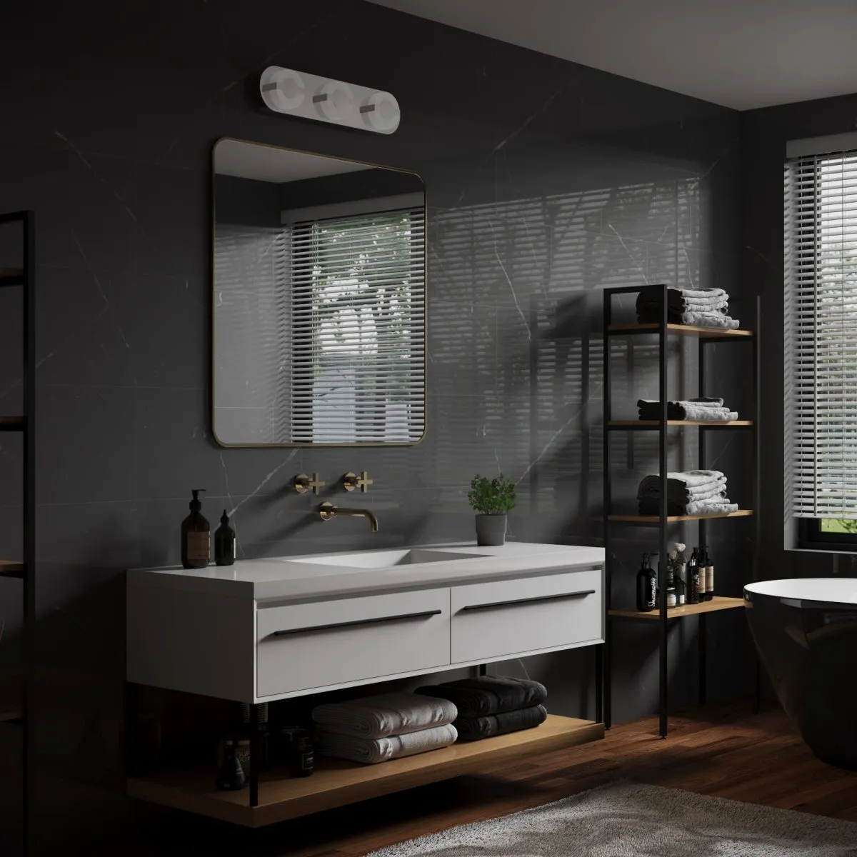 ExBrite 22.8" Chromed 3-Lights LED Vanity Light for Modern Bathrooms
