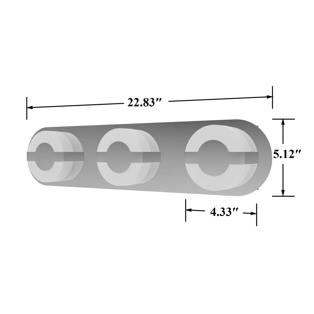 ExBrite 22.8" Chromed 3-Lights LED Vanity Light for Modern Bathrooms
