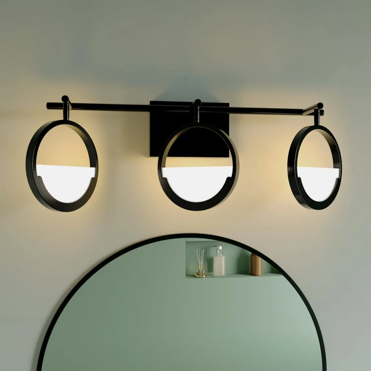ExBrite Modern Simplicity LED Vanity Light with Rotatable Heads and Dimmable Brightness, Black