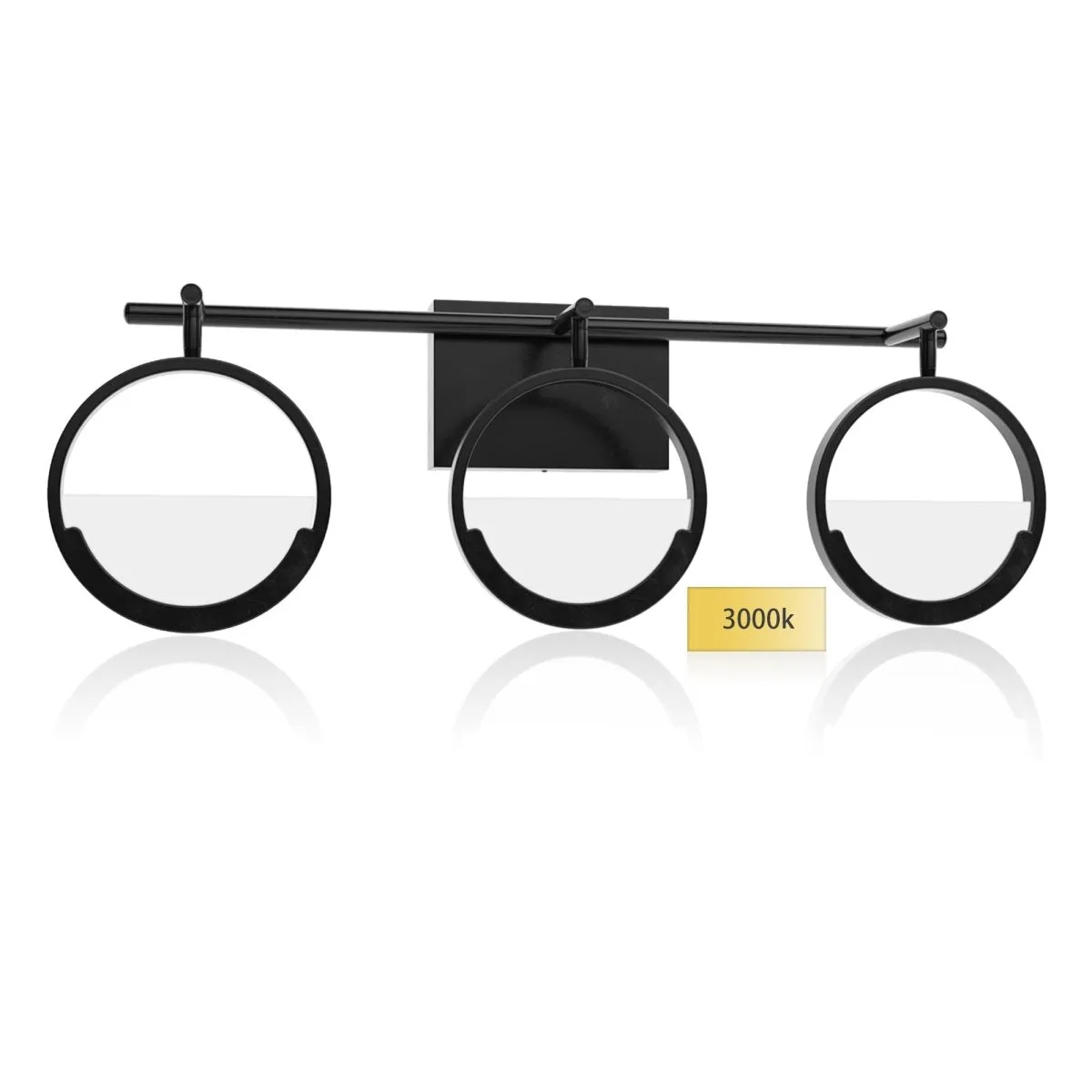 ExBrite Modern Simplicity LED Vanity Light with Rotatable Heads and Dimmable Brightness, Black