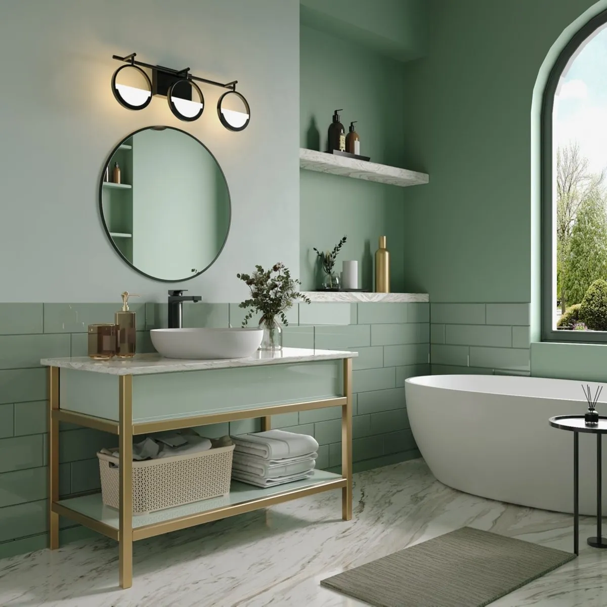 ExBrite Modern Simplicity LED Vanity Light with Rotatable Heads and Dimmable Brightness, Black