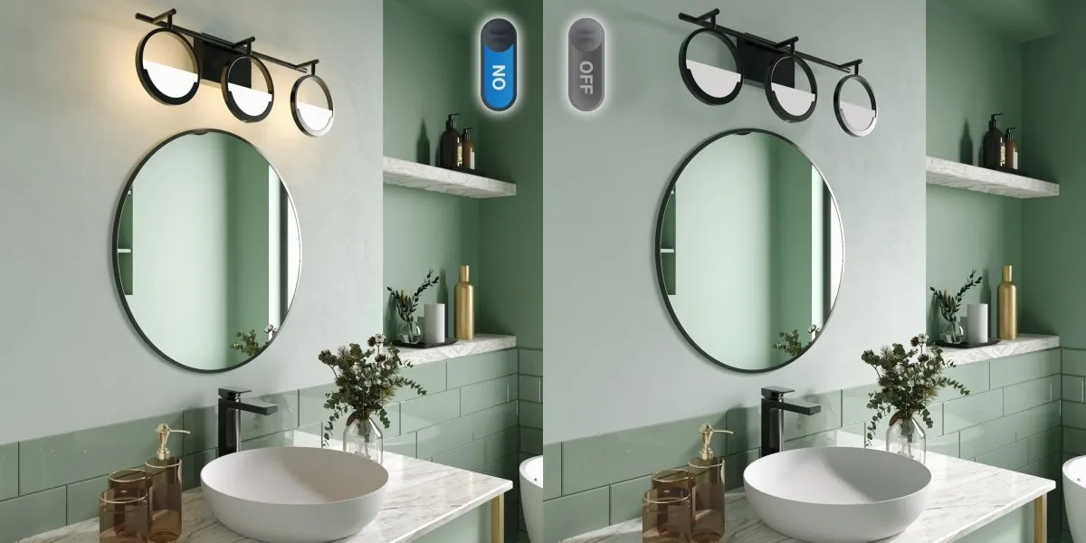 ExBrite Modern Simplicity LED Vanity Light with Rotatable Heads and Dimmable Brightness, Black