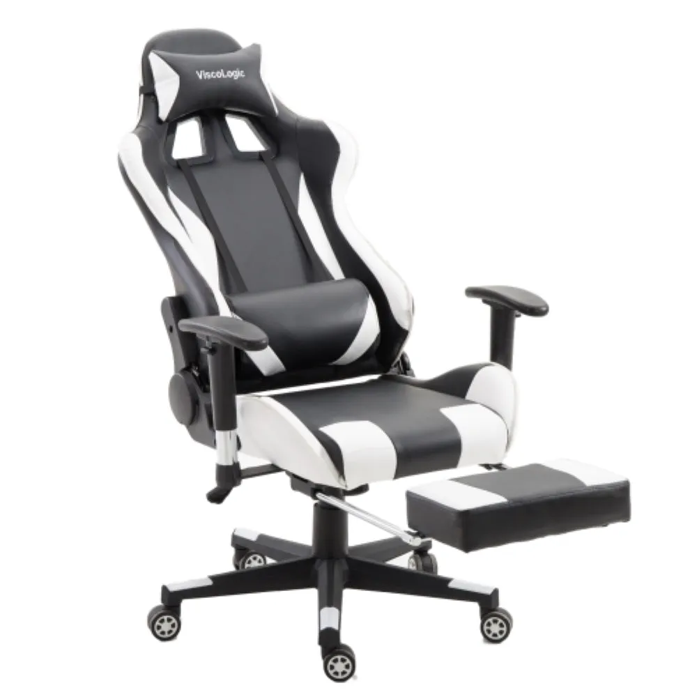 FOOTREST SERIES/ 9026 GAMING CHAIR (BLACK & WHITE)