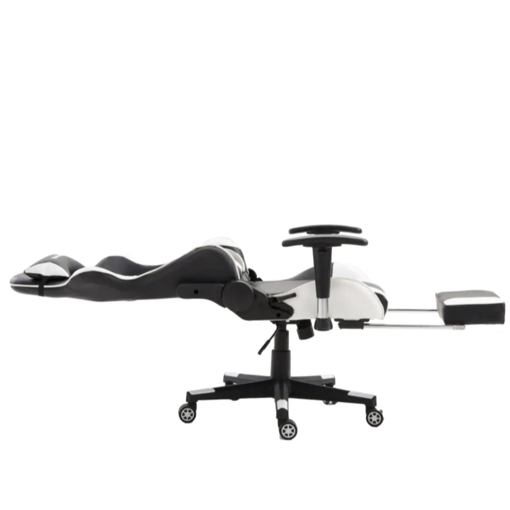 FOOTREST SERIES/ 9026 GAMING CHAIR (BLACK & WHITE)