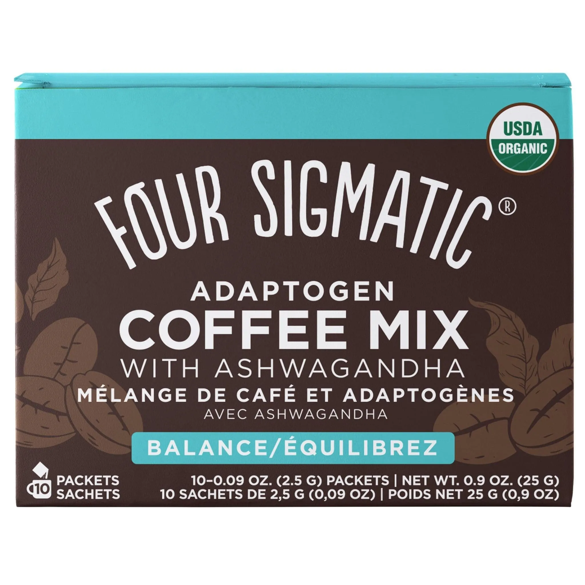 Four Sigmatic Adaptogen Coffee Mix with Ashwagandha, 10x2.5g Sachets