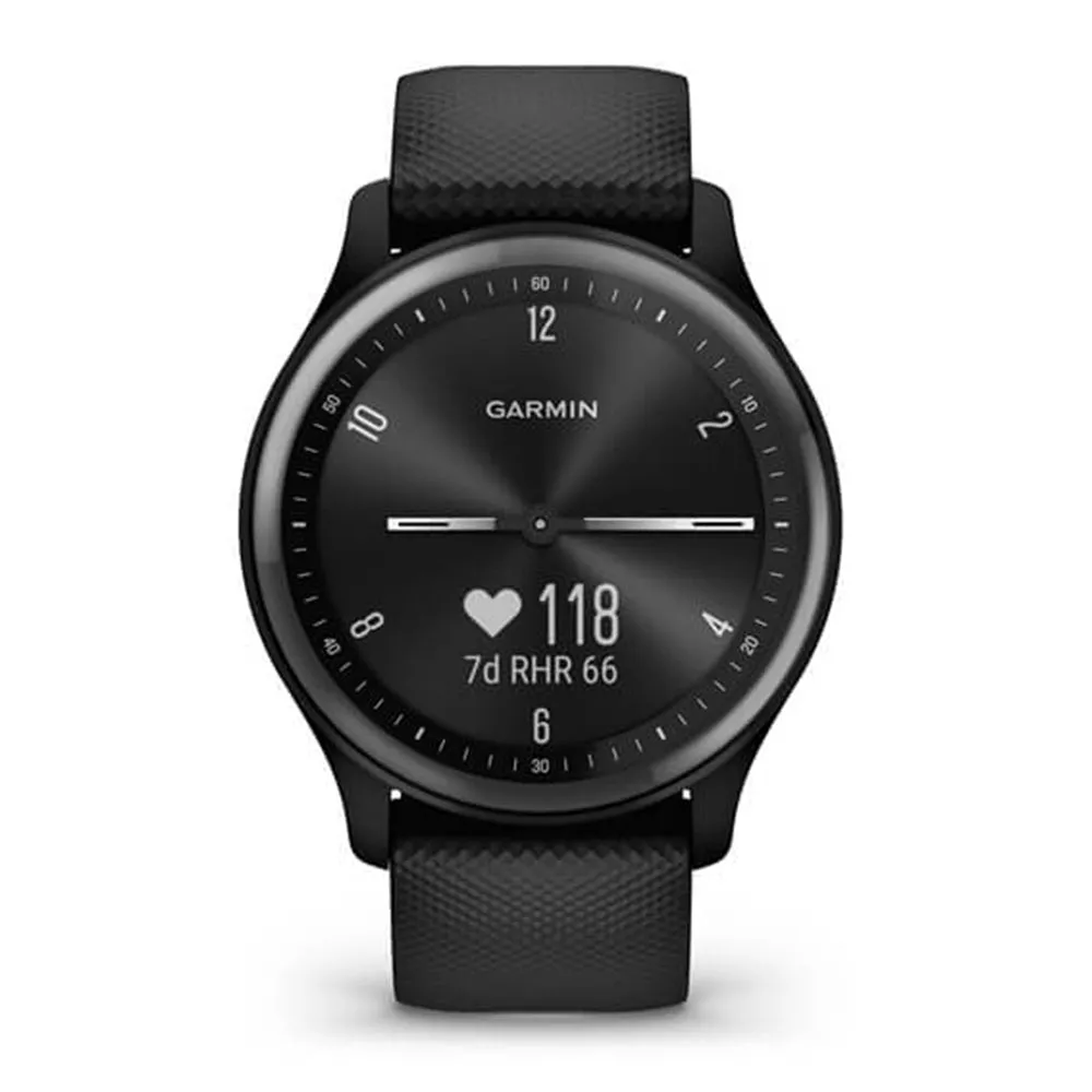 Garmin vivomove Black Dial Silicone Band with Slate Accents Health and Wellness Features Touchscreen Smartwatch - 010-02566-00