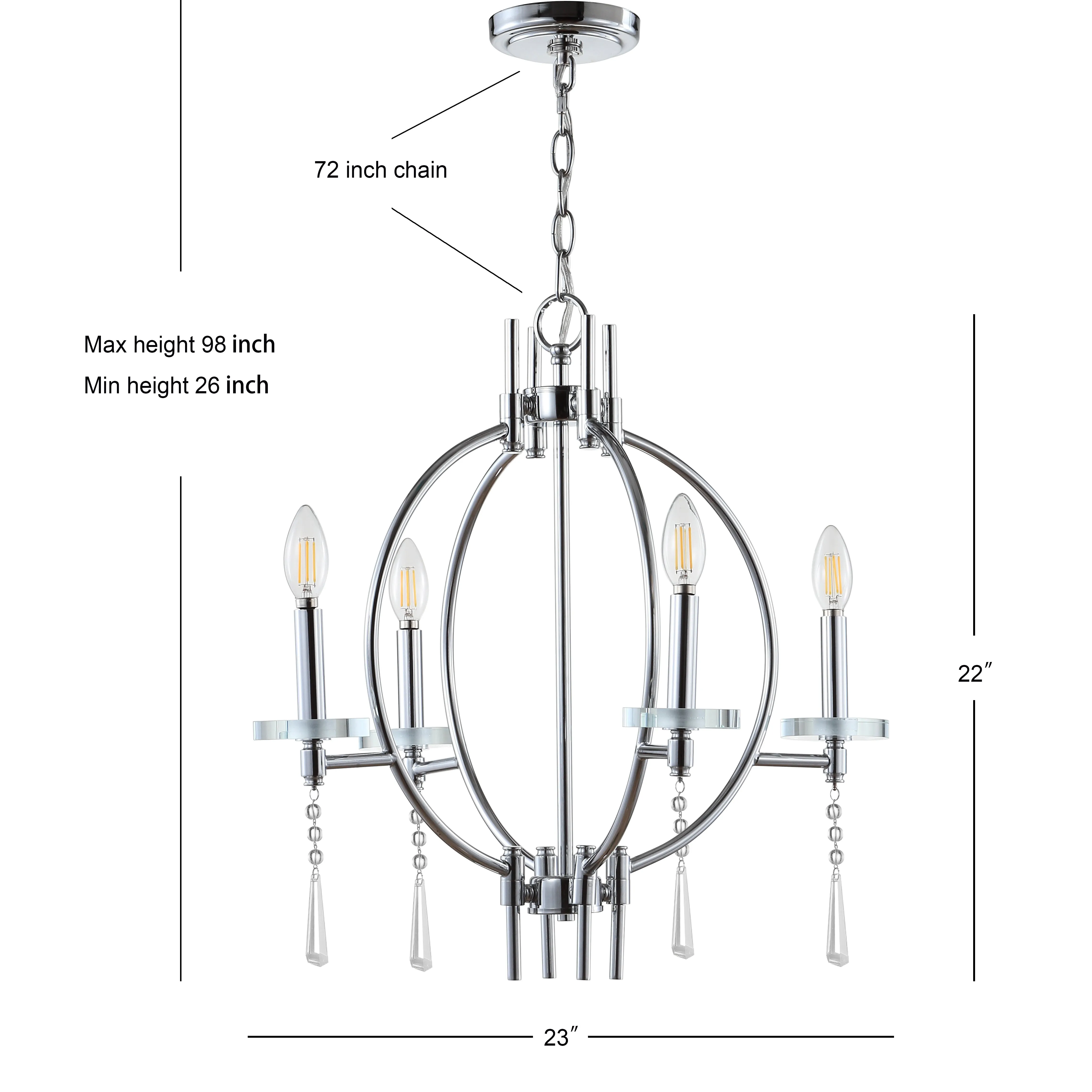 Gatlin 23" Crystal/Metal LED Pendant