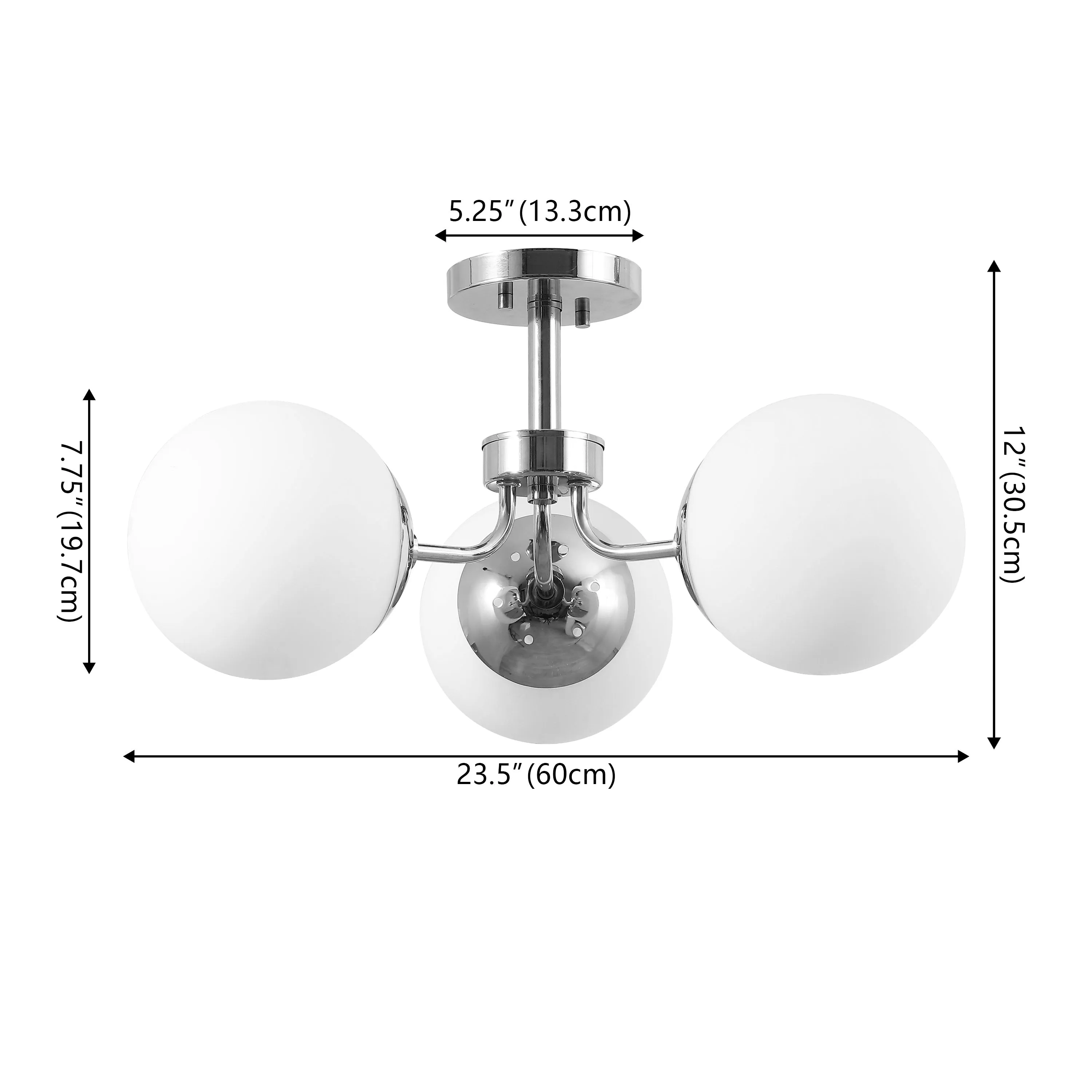 Geo 23.5" 3-Light Bohemian Farmhouse Iron/Frosted Glass LED Semi Flush Mount
