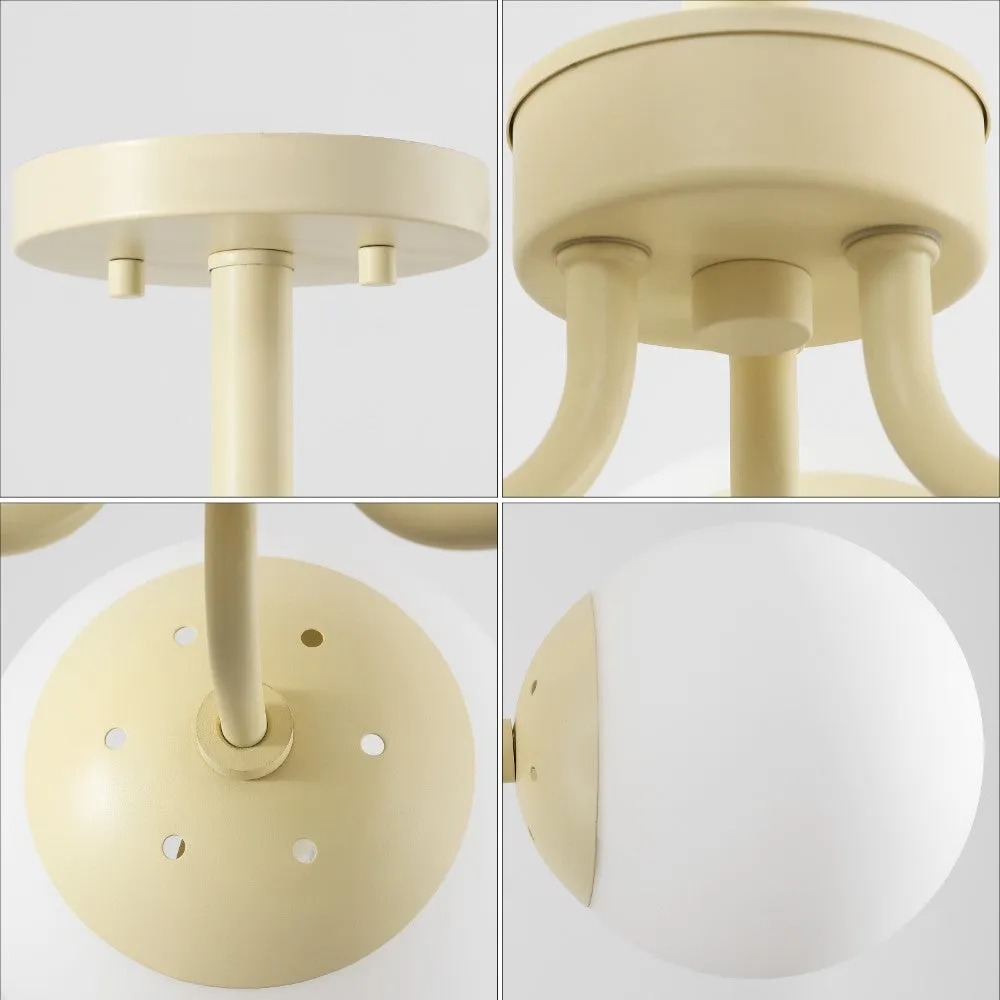 Geo 23.5" 3-Light Bohemian Farmhouse Iron/Frosted Glass LED Semi Flush Mount