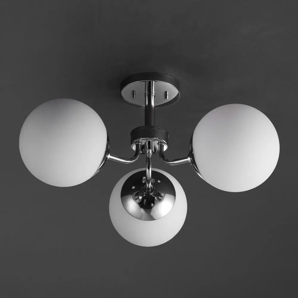 Geo 23.5" 3-Light Bohemian Farmhouse Iron/Frosted Glass LED Semi Flush Mount
