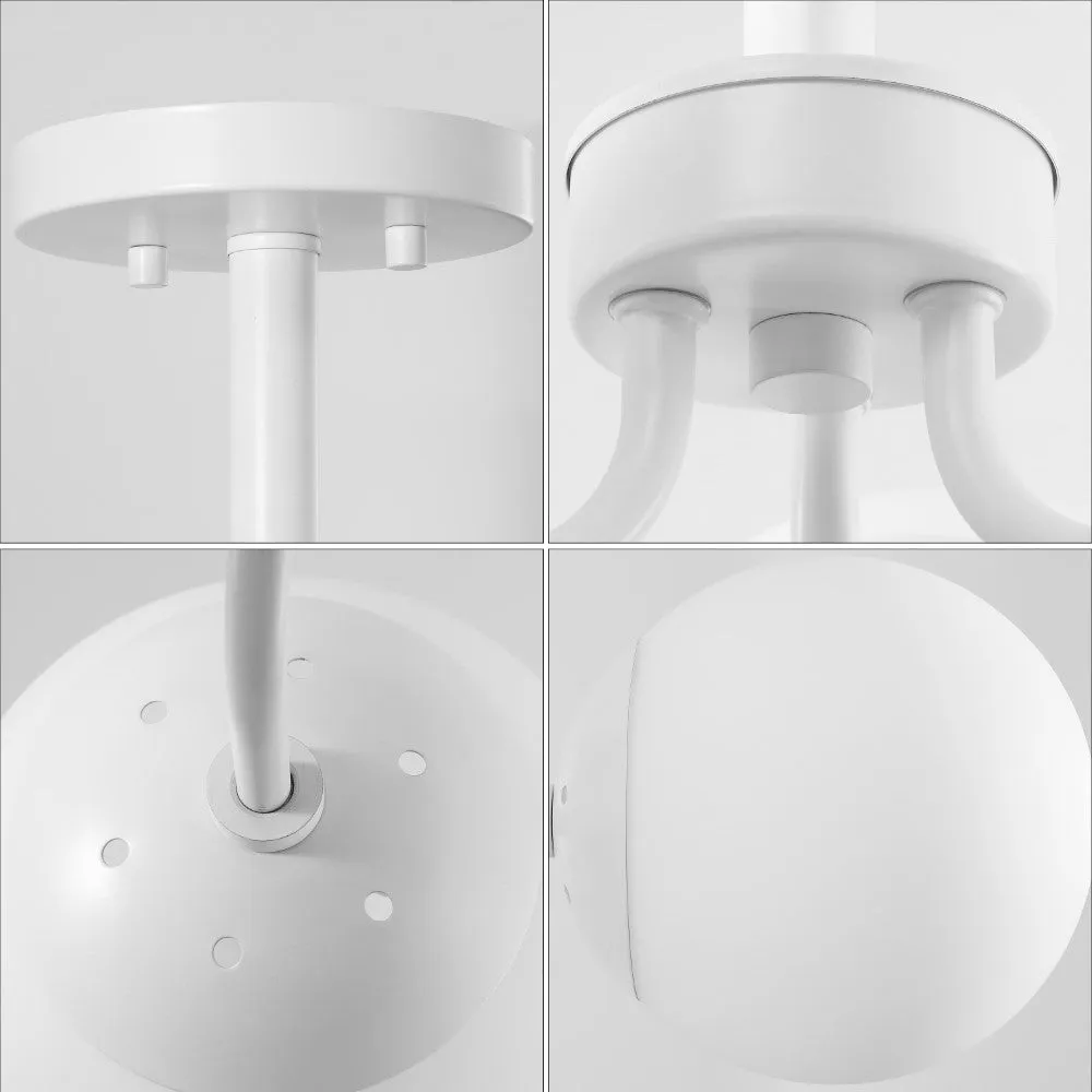 Geo 23.5" 3-Light Bohemian Farmhouse Iron/Frosted Glass LED Semi Flush Mount