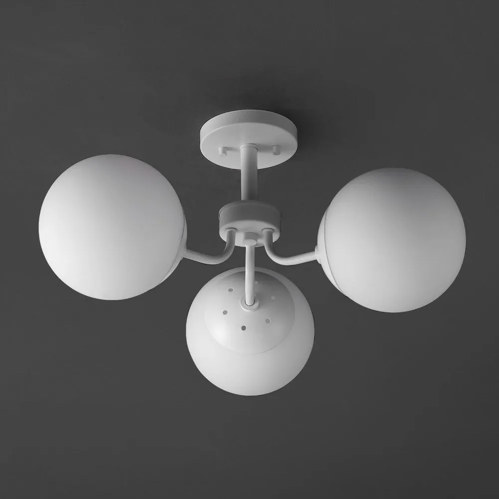 Geo 23.5" 3-Light Bohemian Farmhouse Iron/Frosted Glass LED Semi Flush Mount