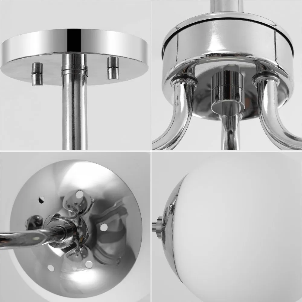 Geo 23.5" 3-Light Bohemian Farmhouse Iron/Frosted Glass LED Semi Flush Mount