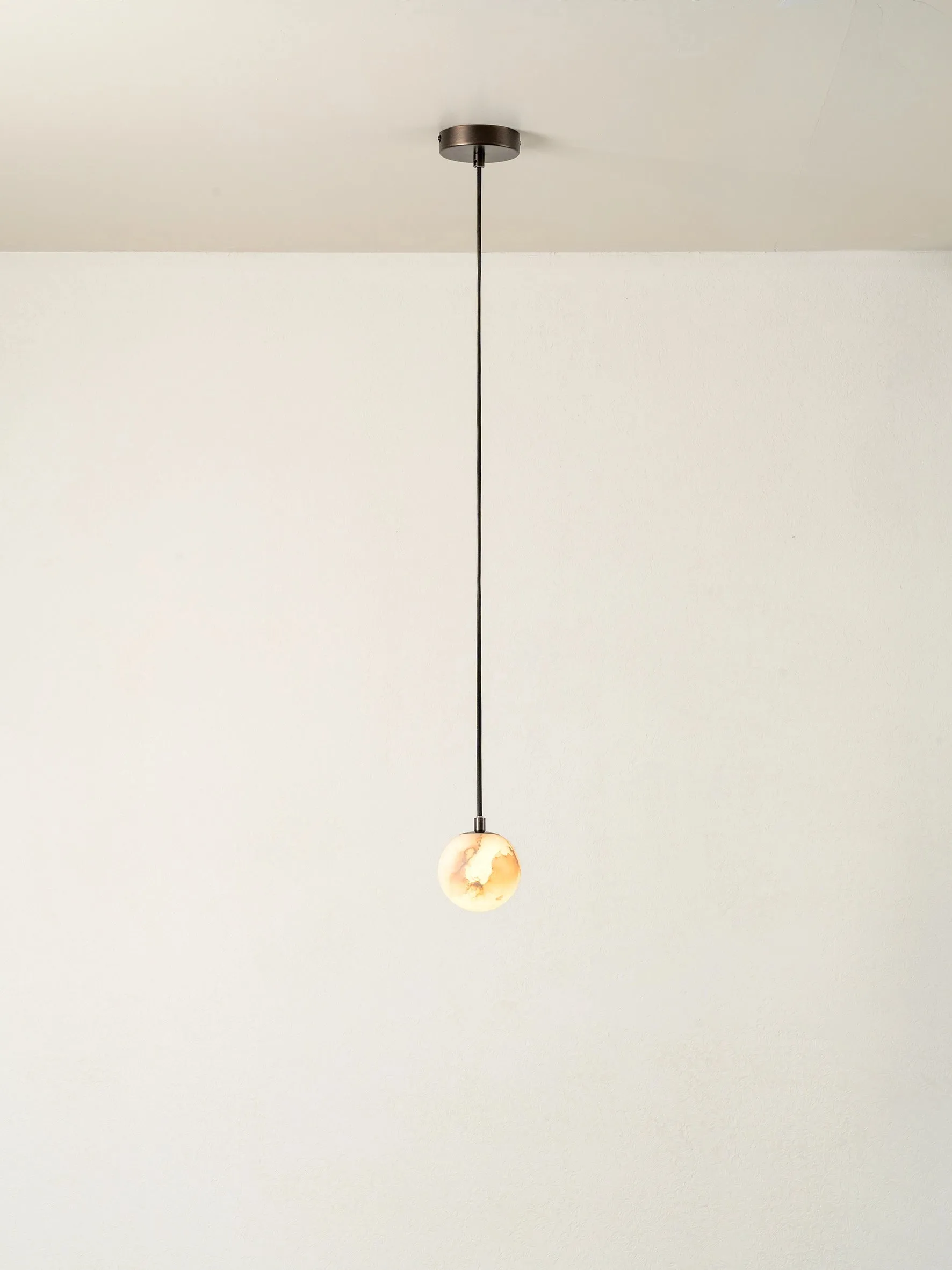 Globa - alabaster and bronze ceiling pendant