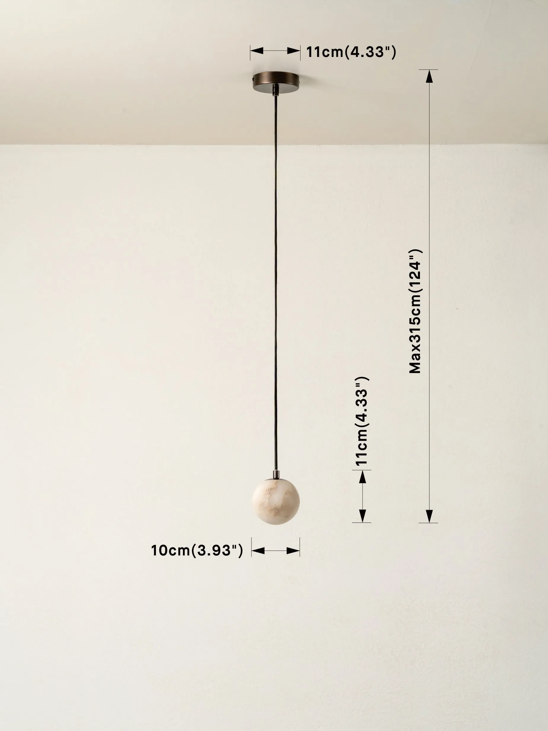 Globa - alabaster and bronze ceiling pendant
